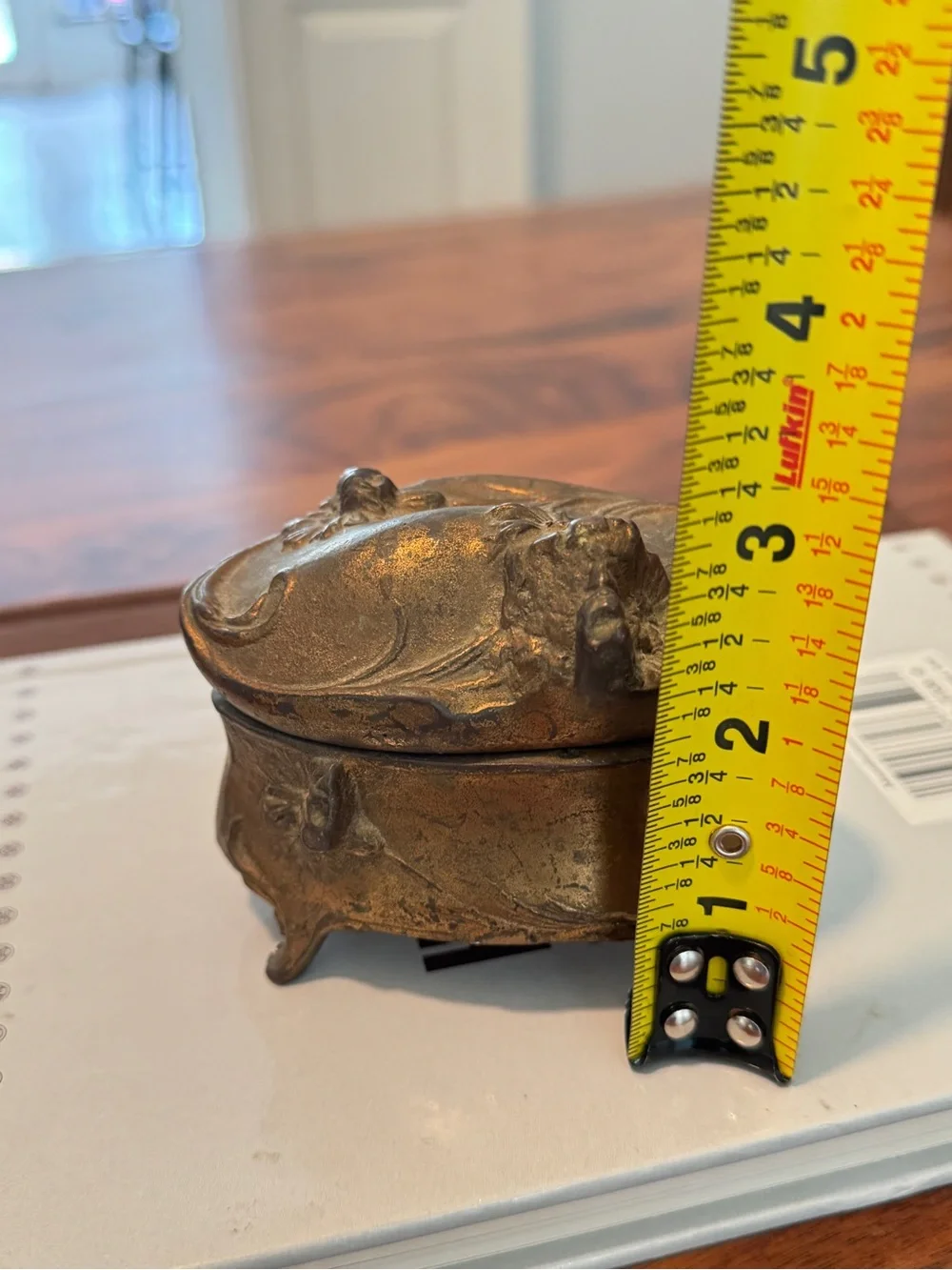 Vintage 1960S Metal Gilded Trinket Box antique jewelry casket
